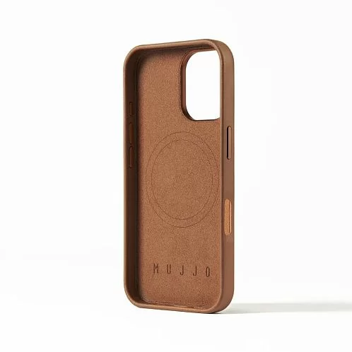 Чехол Mujjo Leather Case для iPhone 16, MagSafe, коричневый