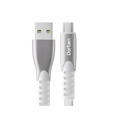 Кабель Dorten USB-C / USB Flat Series, 1м, белый