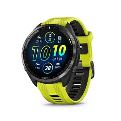 Умные часы Garmin Forerunner 965 черные, темно-серый DLC/титановый безель, ремешок - желто-черный 