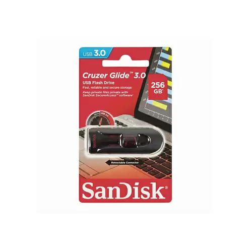 Флеш-накопитель SanDisk Cruzer Glide, USB 3.0, 256Гб, черный