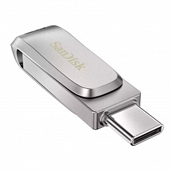 Флеш-накопитель SanDisk Ultra Dual Drive Luxe, USB/Type-C, USB 3.1, 256Гб, серебристый