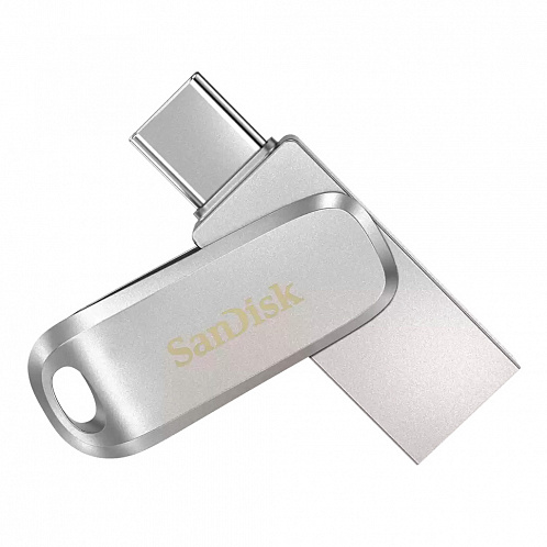 Флеш-накопитель SanDisk Ultra Dual Drive Luxe, USB/Type-C, USB 3.1, 128Гб, серебристый