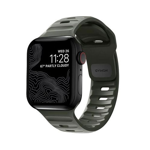 Ремешок Nomad Sport Strap для Apple Watch 49/45/44/42 мм, силикон, темно-зеленый M/L