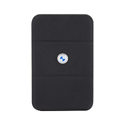 Чехол-бумажник BMW Wallet MagSafe Cardslot Stand Signature Leather with metal logo, черный